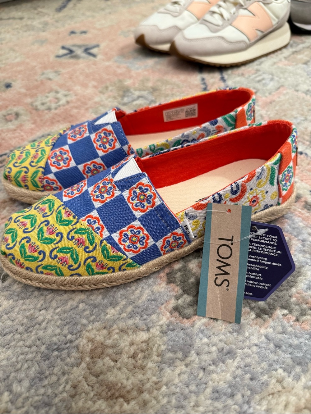 Toms Multicolor Patterned Slip-On Espadrilles - Blue, Yellow, Red, Green